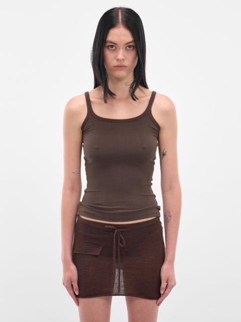 Brown Rib-Knit Tank Top