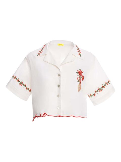 Itsy floral-embroidered scalloped top