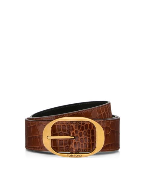 PRINTED CROC OVAL BUCKLE BELT