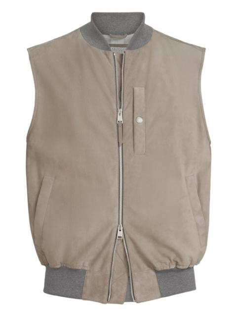 suede chest-pocket gilet