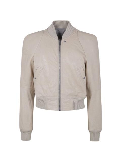 ribbed-hem leather jacket