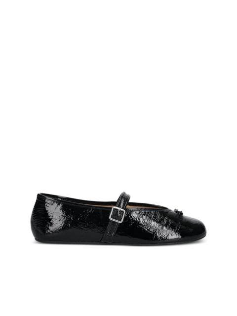 buckle patent-leather ballet flats