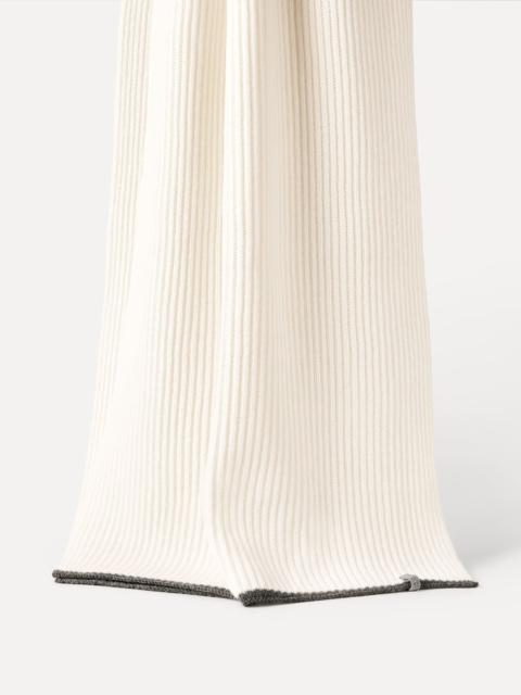 Cashmere English rib knit scarf with monili