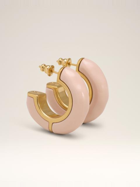 PINK BRASS HAMMERED LACQUERED EARRINGS