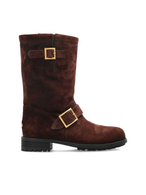 buckle mid biker boots