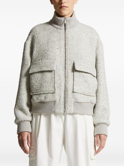 herringbone-pattern bomber jacket