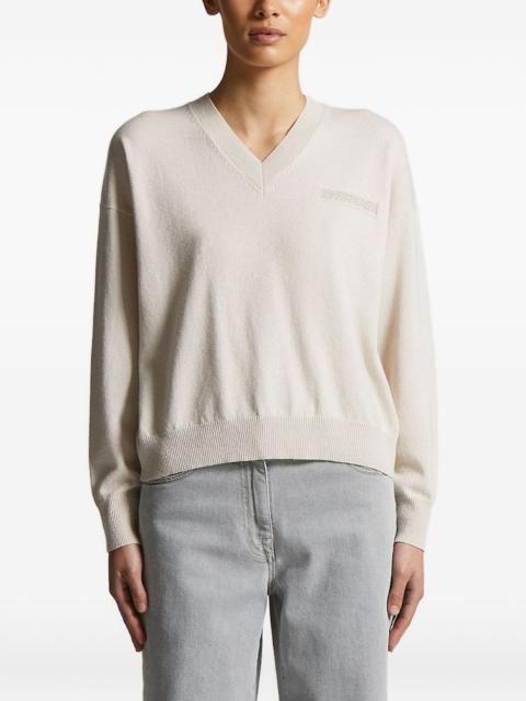 v-neck embellished sweater