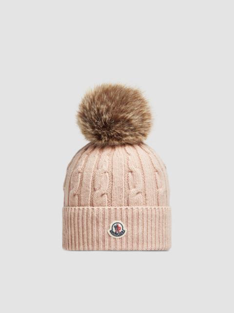 Wool & Cashmere Beanie with Faux Fur Pom Pom