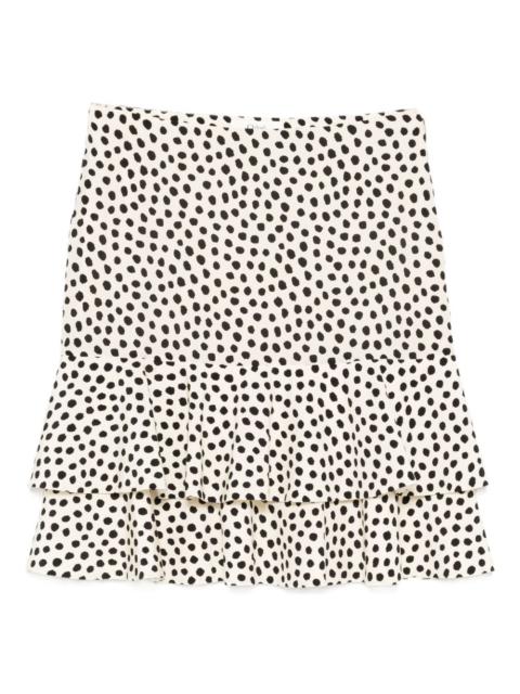 polka-dot ruffled mini skirt