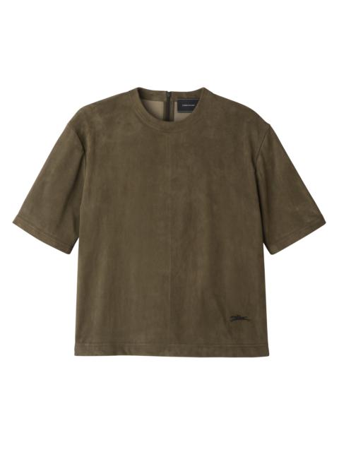 Short leather top Khaki - Leather