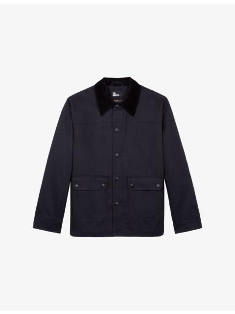 Side-Pocket Corduroy-Collar Cotton Jacket