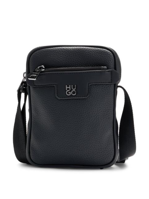 FAUX-LEATHER REPORTER BAG WITH STACKED LOGO