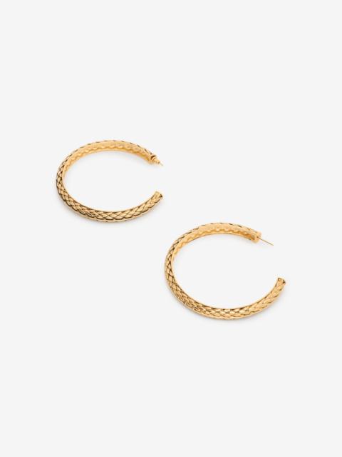 Antique Gold Hoop Earrings with Scale Detailing