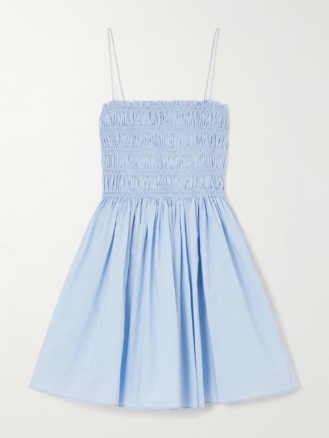 Shirred Organic Cotton-poplin Mini Dress