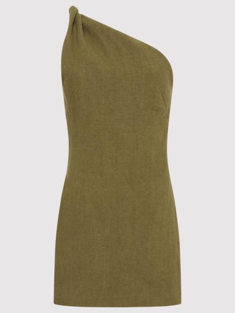 Twisted Linen Mini Dress - Olive