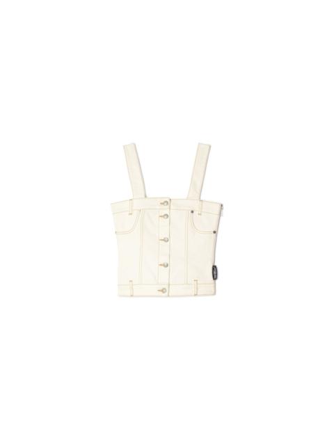 White Denim Corset Top