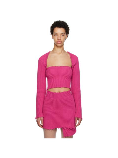 Pink Raw Edge Cardigan