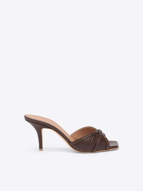 Perla 70 Dark Brown Embossed Leather Sandals