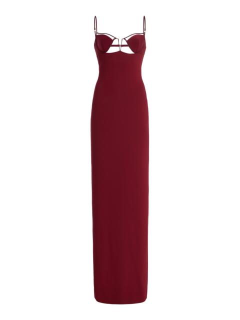 V-Wire Bra Jersey Maxi Dress burgundy