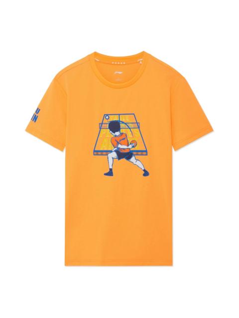 Li-Ning Table Tennis Cartoon Graphic Quick-Drying T-shirt 'Orange' AHSS239-1