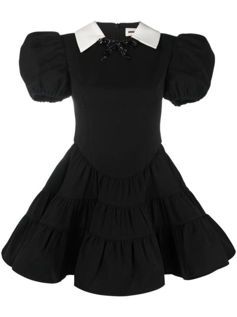 puff-sleeve tiered minidress