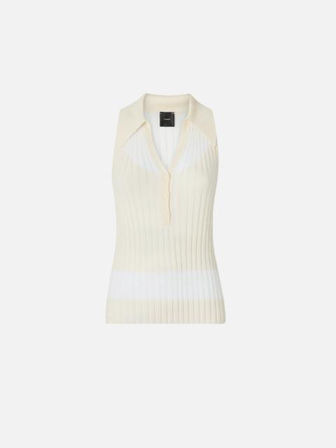RIBBED POLO VEST TOP