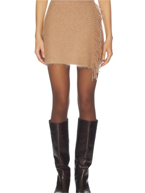 Brushed Cashmere Fringe Mini Skirt