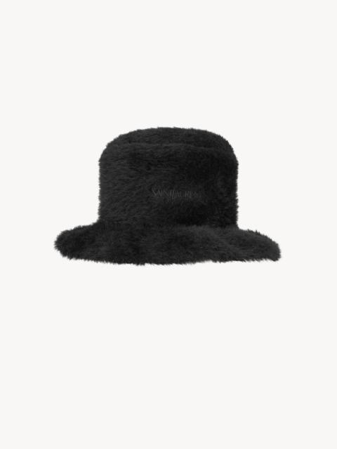 SAINT LAURENT EMBROIDERED BUCKET HAT IN KNIT