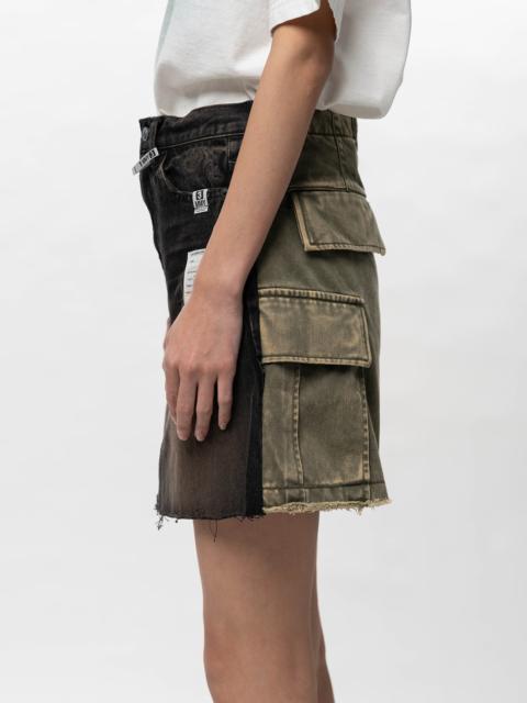Front Back Combined Denim Shorts