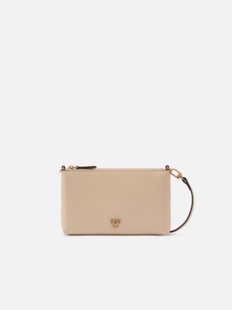 FLAT LEATHER CLUTCH WITH LOVE BIRDS LOGO