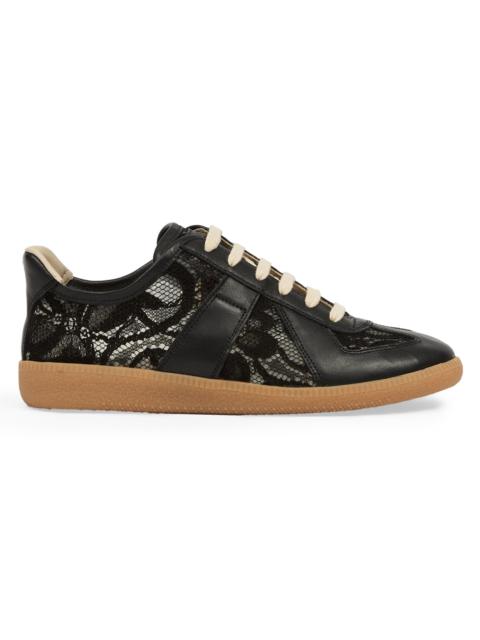 Women's Replica Lace-Trim Leather Sneakers - Black