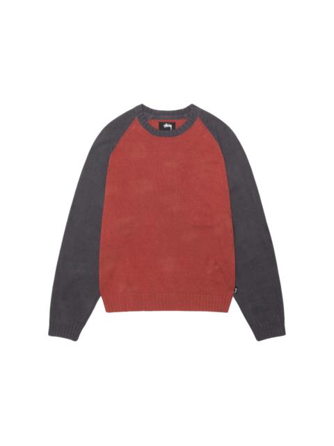 Stussy Colorblocked Raglan Knit Crew Brick