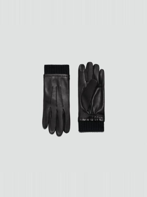 Ribbed Cuff Tech Gloves in Leather