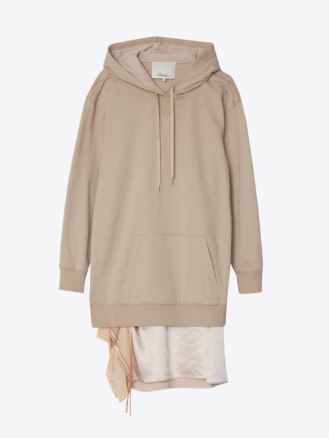 Hoodie Combo Dress with Satin Skirt