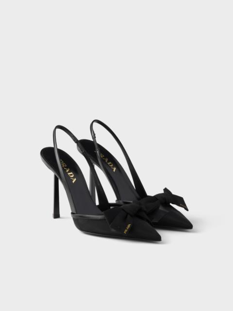 Mesh fabric slingback pumps