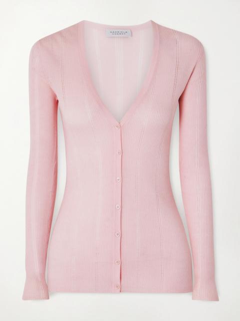 Lillian Pointelle-knit Wool Cardigan