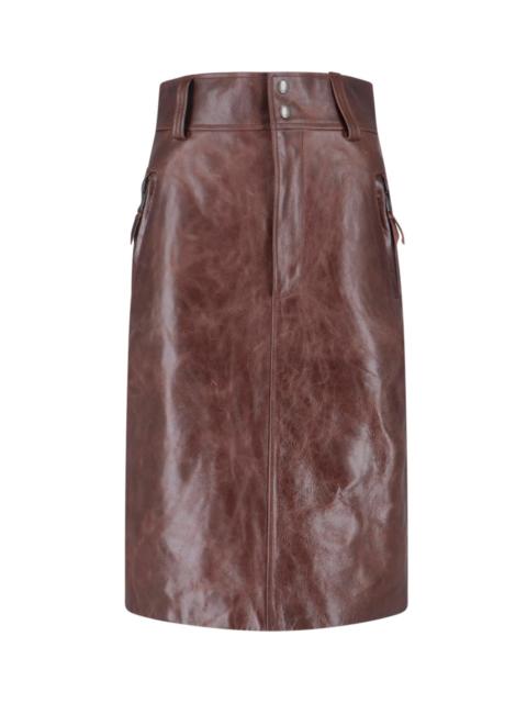 MIDI LEATHER SKIRT