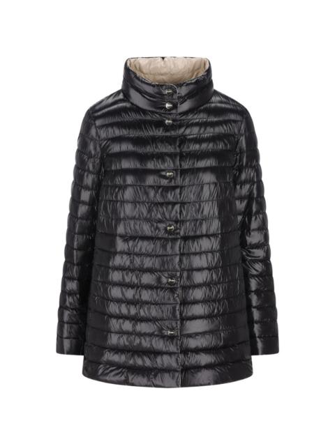 A-shape quilted button puffer jacket