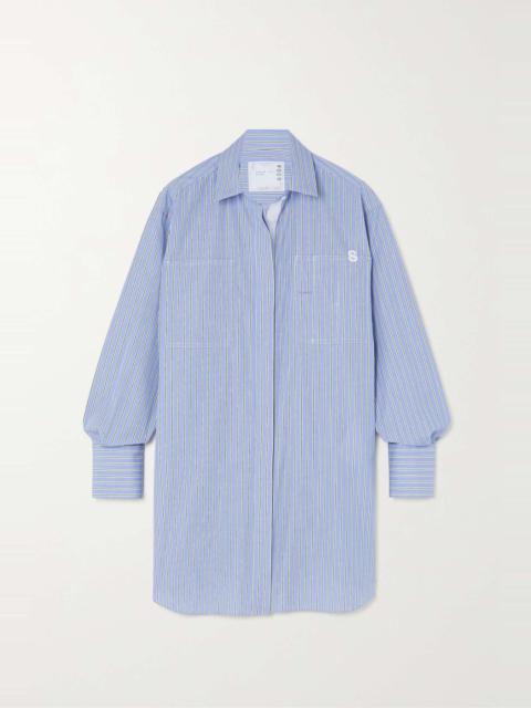 + Thomas Mason embroidered striped cotton-poplin shirt