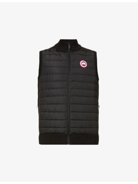 High-neck padded wool and shell-down vest