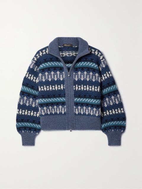 Holiday Noel jacquard-knit cashmere cardigan Multi