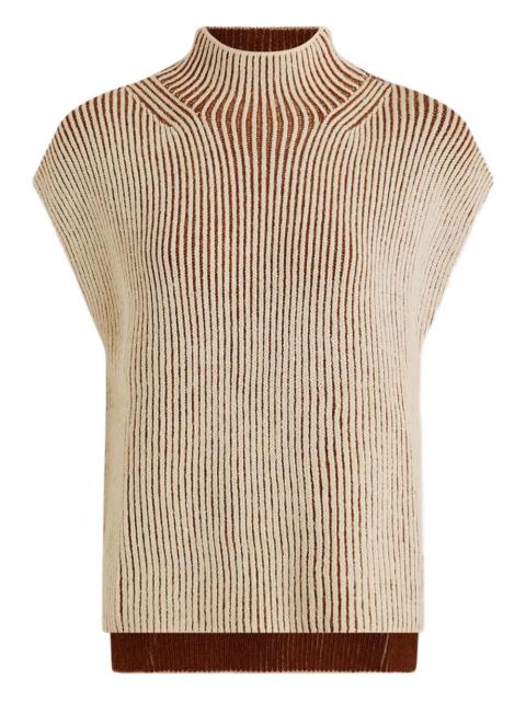 ribbed high-neck tank top