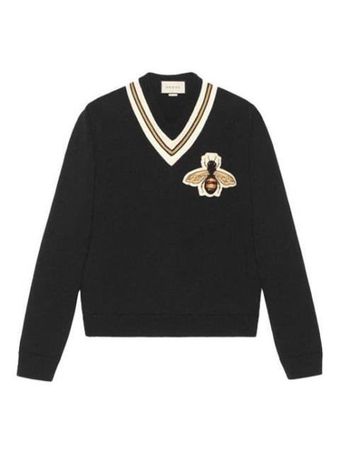 Gucci Embroidered V neck White Unisex Black 452796-X5H38-1082