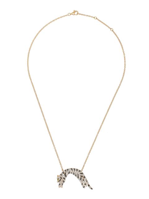 18k Yellow Gold Feline Necklace with Black Diamond & Tsavorite black