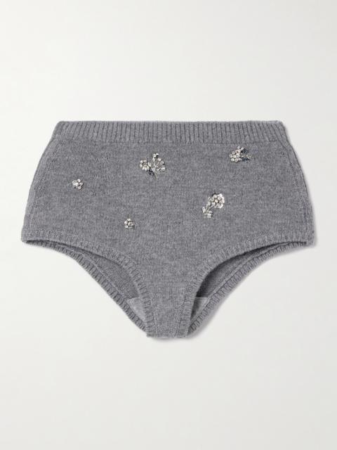 Georgie Crystal-embellished Wool And Cashmere-blend Shorts