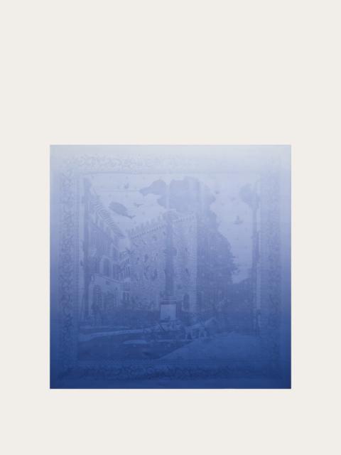 Silk jacquard scarf with palazzo motif