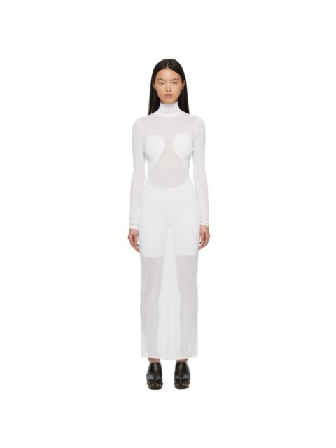 White Voile Turtleneck Long Dress