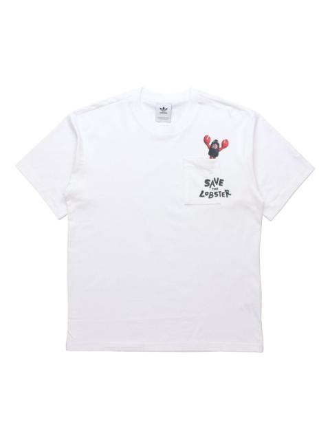 adidas originals Artist Tee Ss Dragon Pattern Pocket Short Sleeve White HA4688