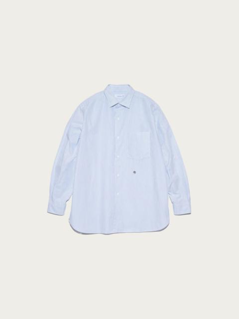 Regular Collar Stripe Wind Shirt - Sax