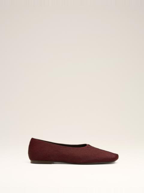 BURGUNDY LEATHER BICOLOR FLAT SHOES